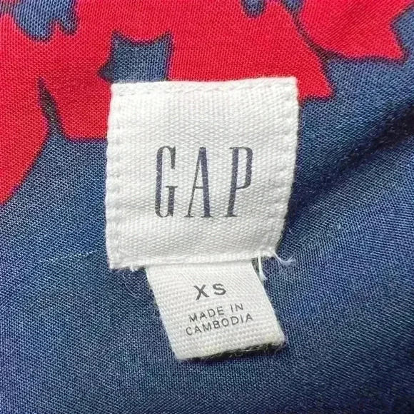 GAP | Women’s Navy Blue and Red Floral Dress | Size XS - Picture 12 of 14